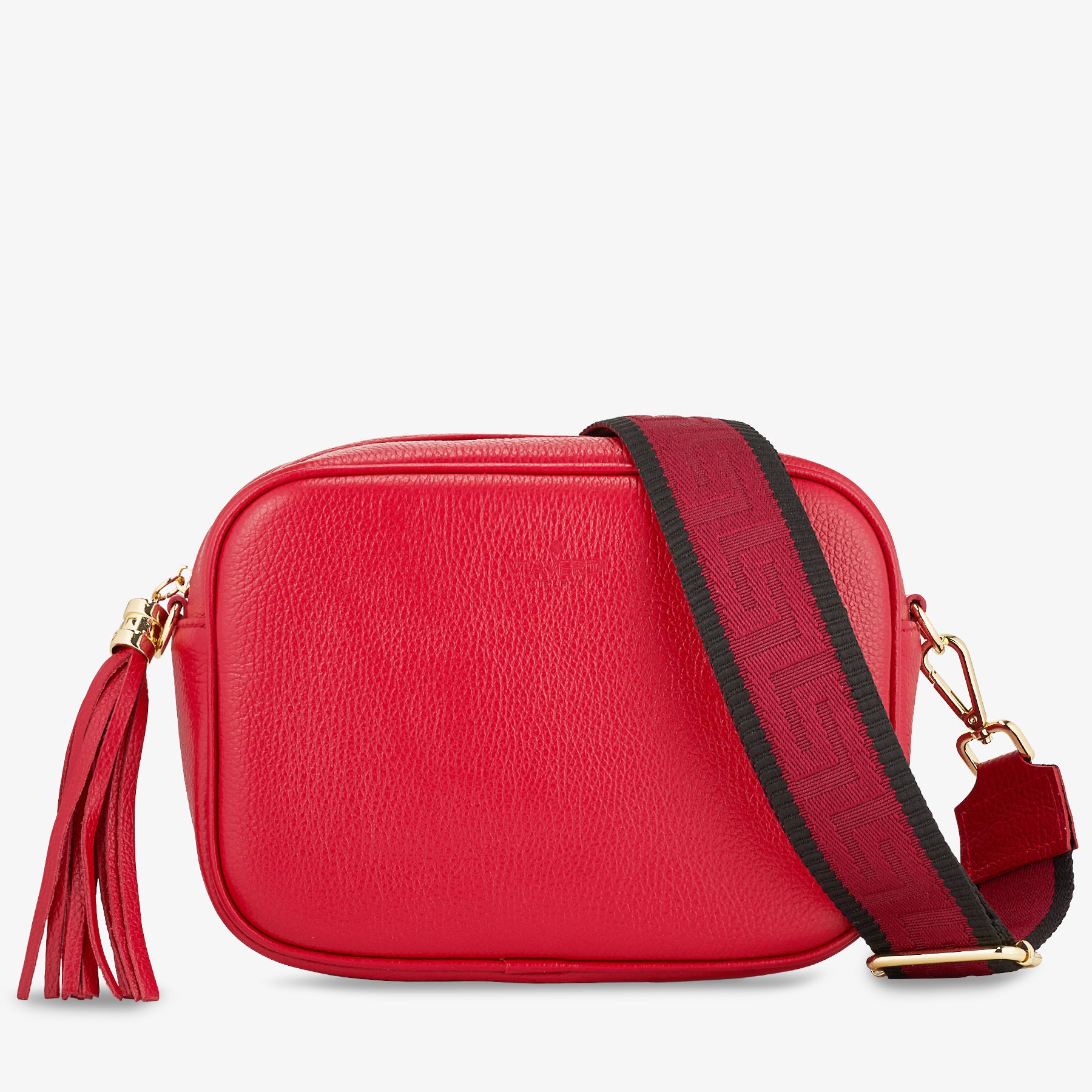 Borsa Camera Bag Media in Pelle Rossa con Tracolla VIAVERDI Made in Italy