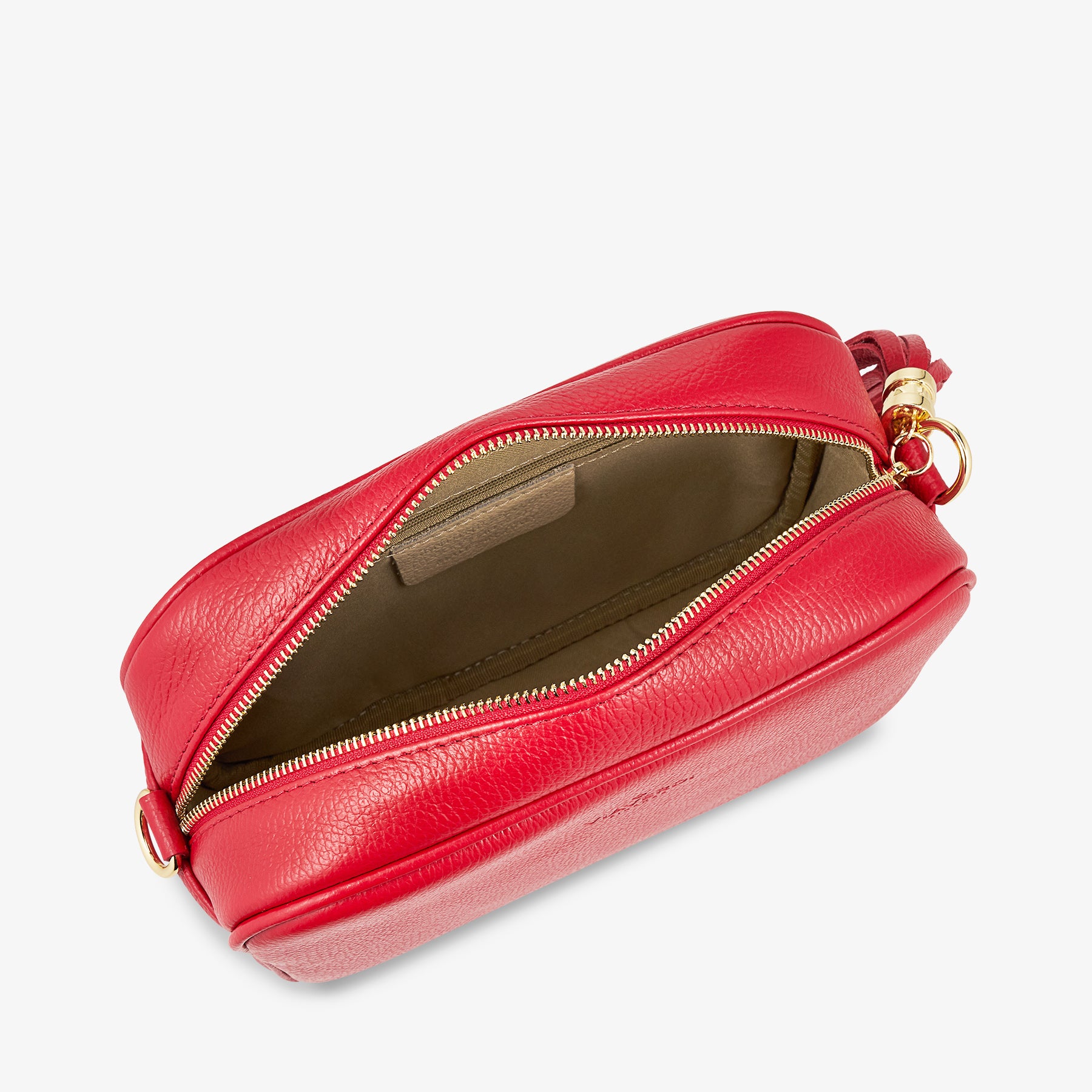 Borsa Camera Bag Media in Pelle Rossa con Tracolla VIAVERDI Made in Italy