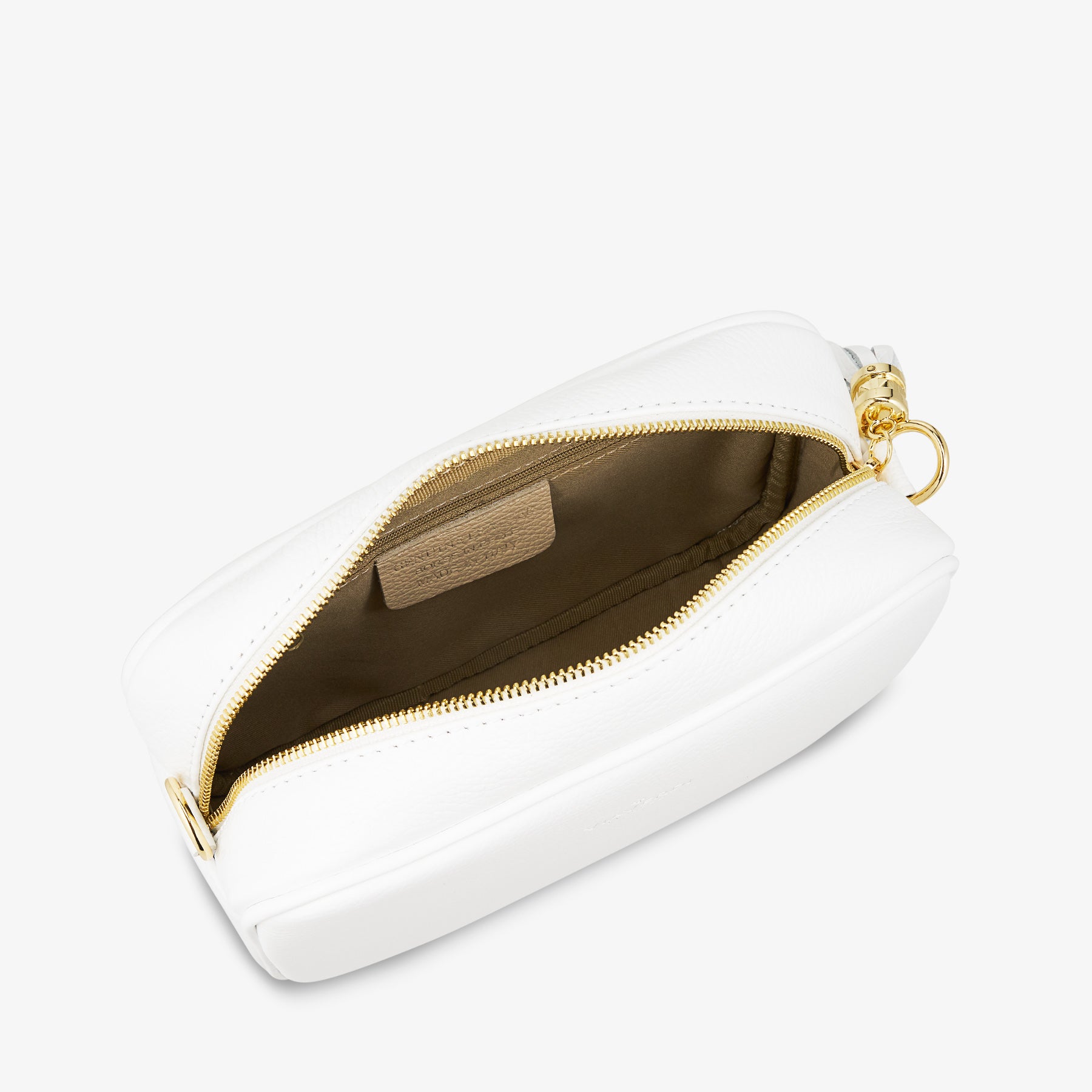 Borsa Camera Bag Media in Pelle Bianca con Tracolla VIAVERDI Made in Italy