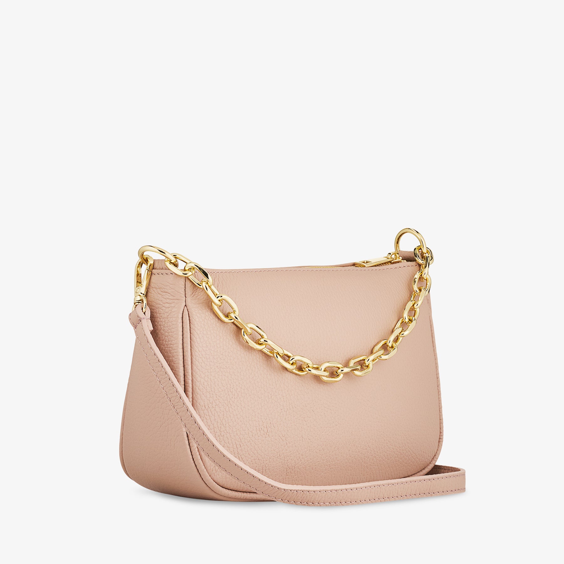 Borsa a Spalla in Pelle Cipria con Tracolla VIAVERDI Made in Italy