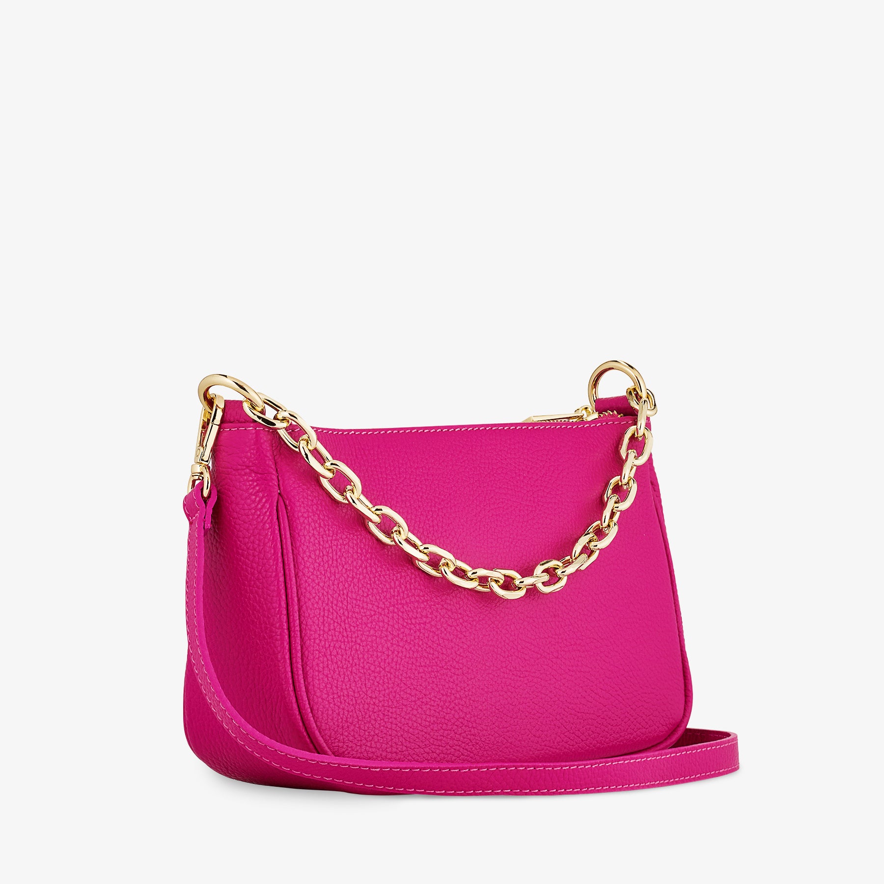 Borsa a Spalla in Pelle Fucsia con Tracolla VIAVERDI Made in Italy