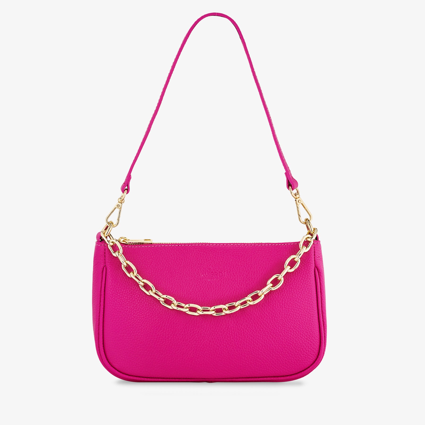 Borsa a Spalla in Pelle Fucsia con Tracolla VIAVERDI Made in Italy