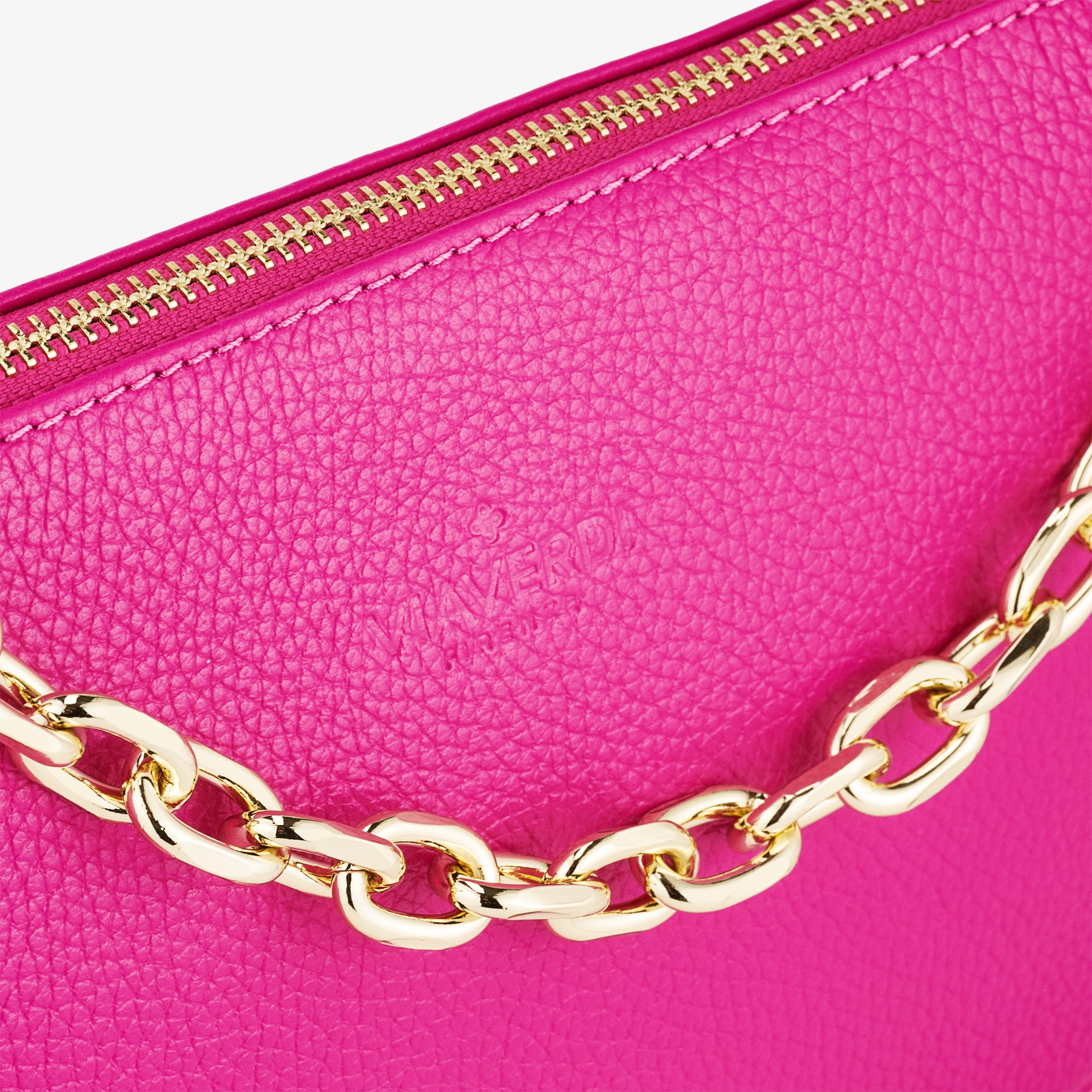 Borsa a Spalla in Pelle Fucsia con Tracolla VIAVERDI Made in Italy