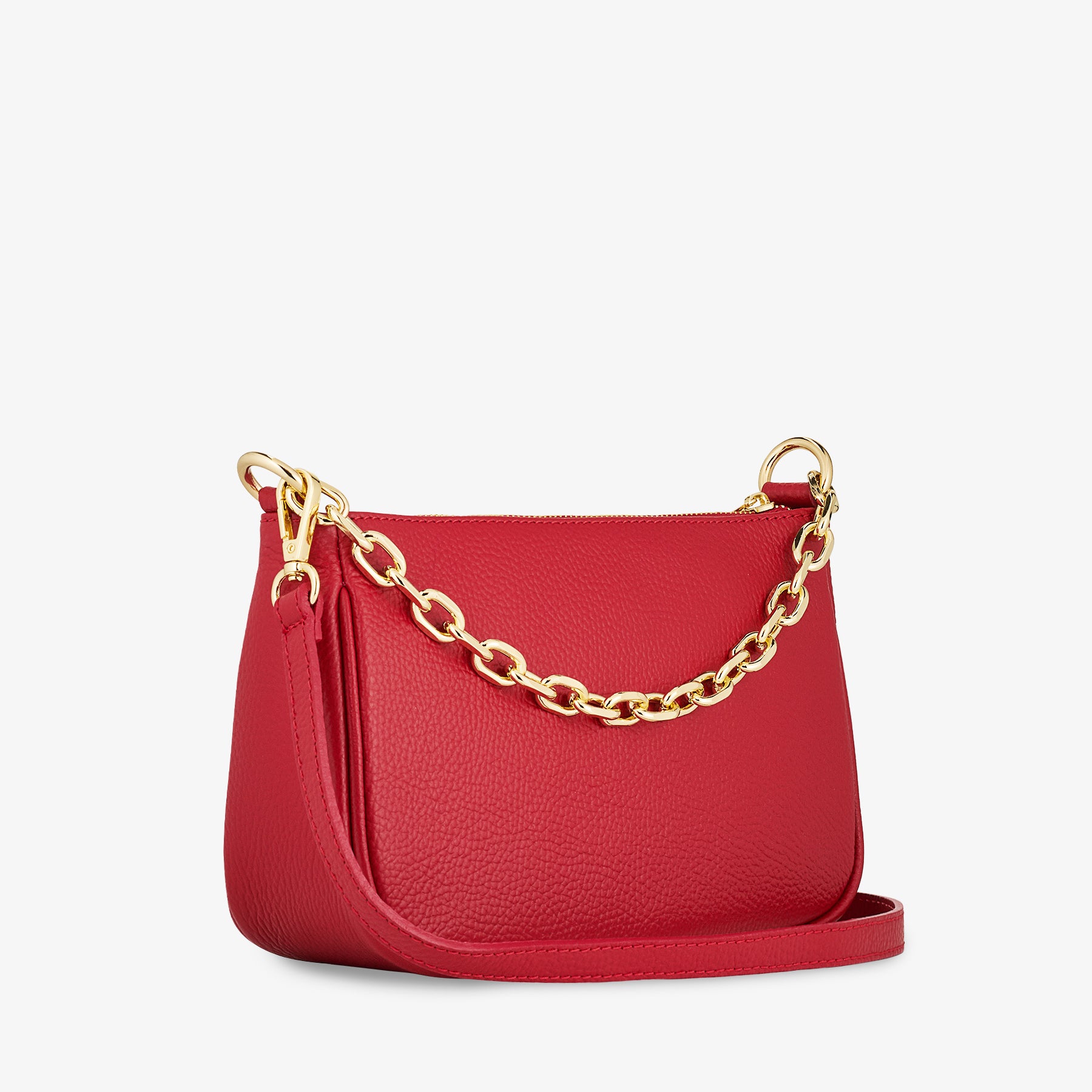 Borsa a Spalla in Pelle Rossa con Tracolla VIAVERDI Made in Italy