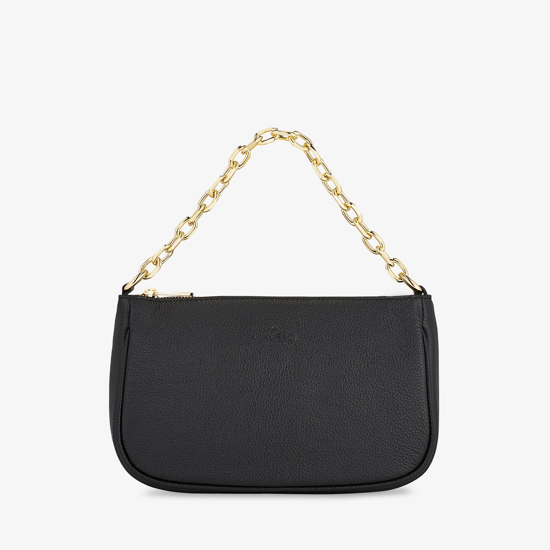 Borsa a Spalla in Pelle Nera con Tracolla VIAVERDI Made in Italy