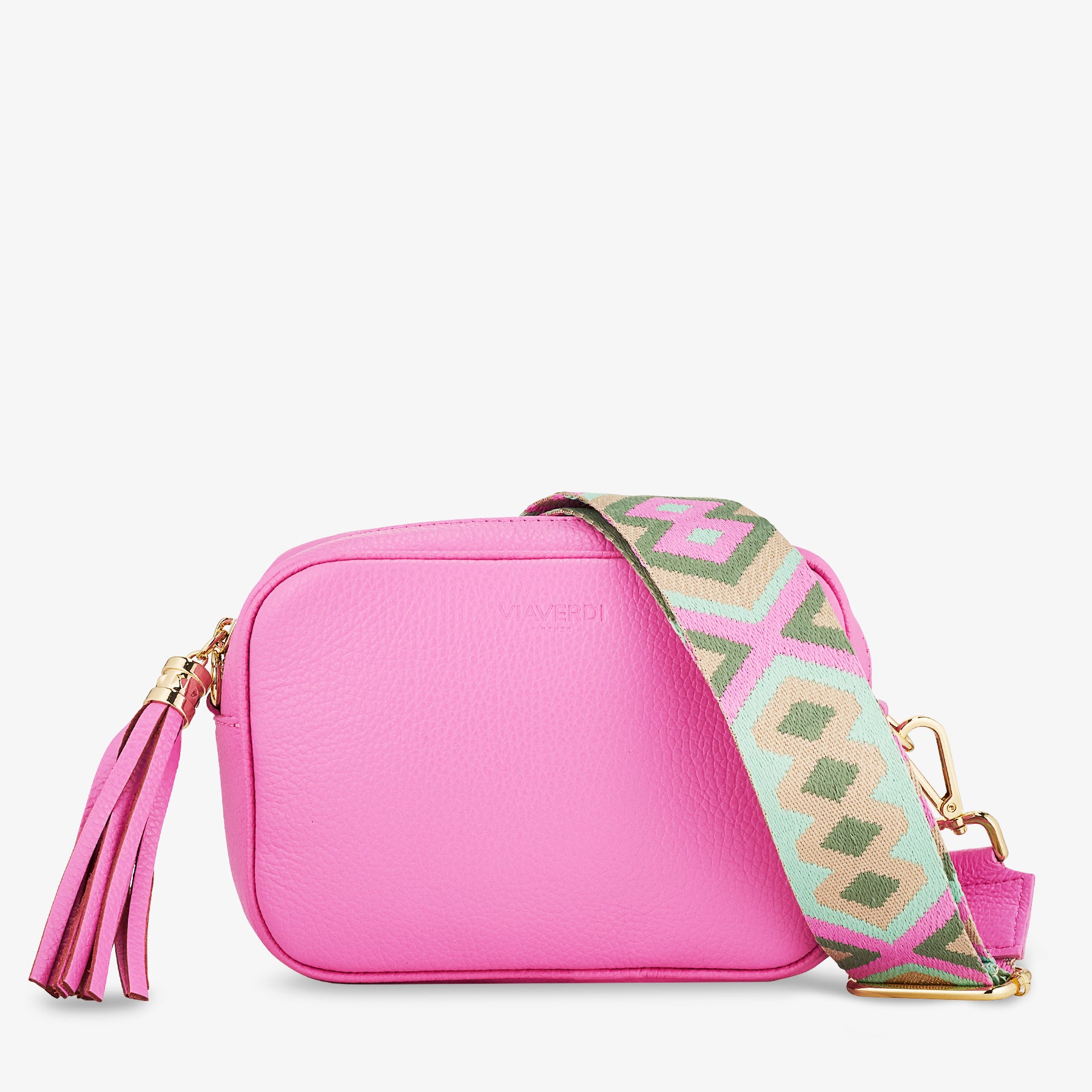 Borsa Camera Bag Piccola in Pelle Rosa con Tracolla VIAVERDI Made in Italy