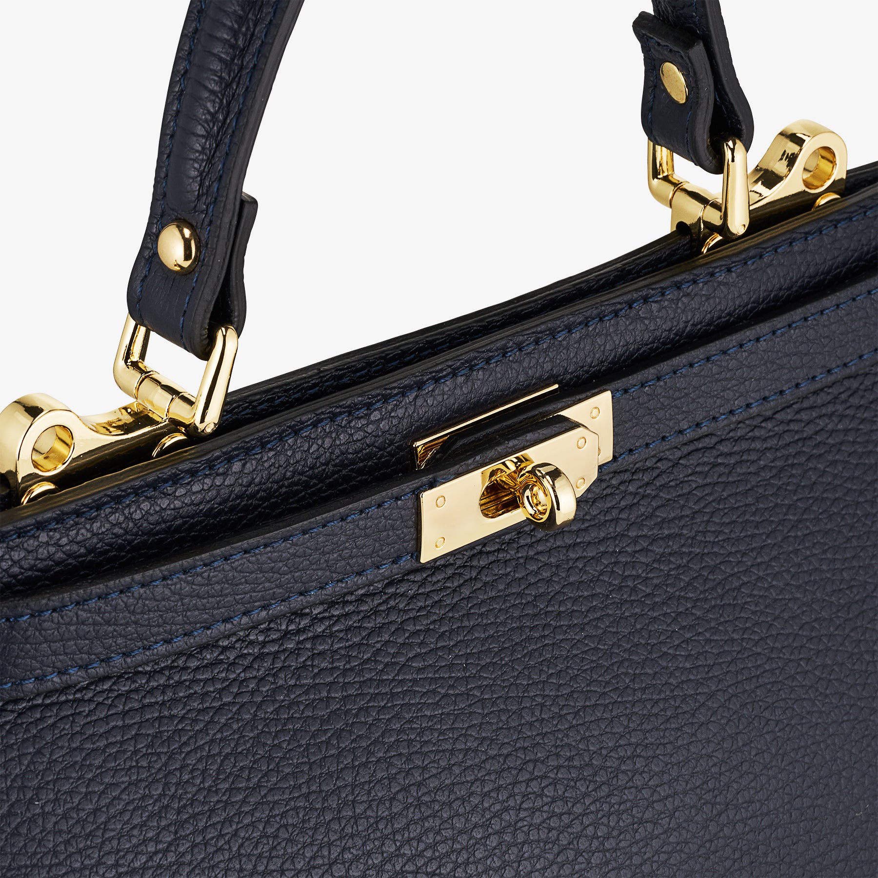 Borsa a Mano in Pelle Blu con Tracolla VIAVERDI Made in Italy