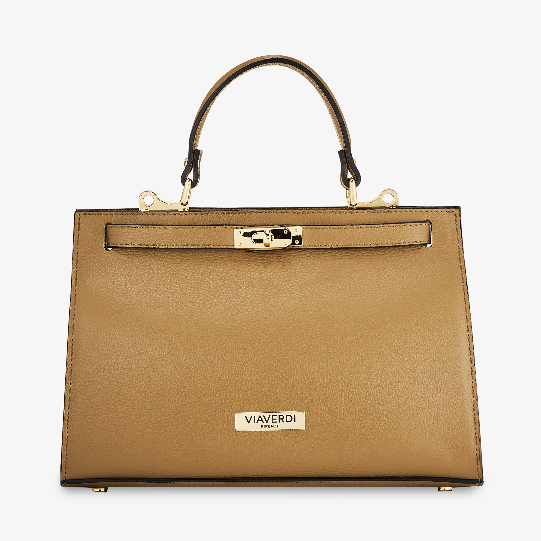 Borsa a Mano in Pelle Fango con Tracolla VIAVERDI Made in Italy