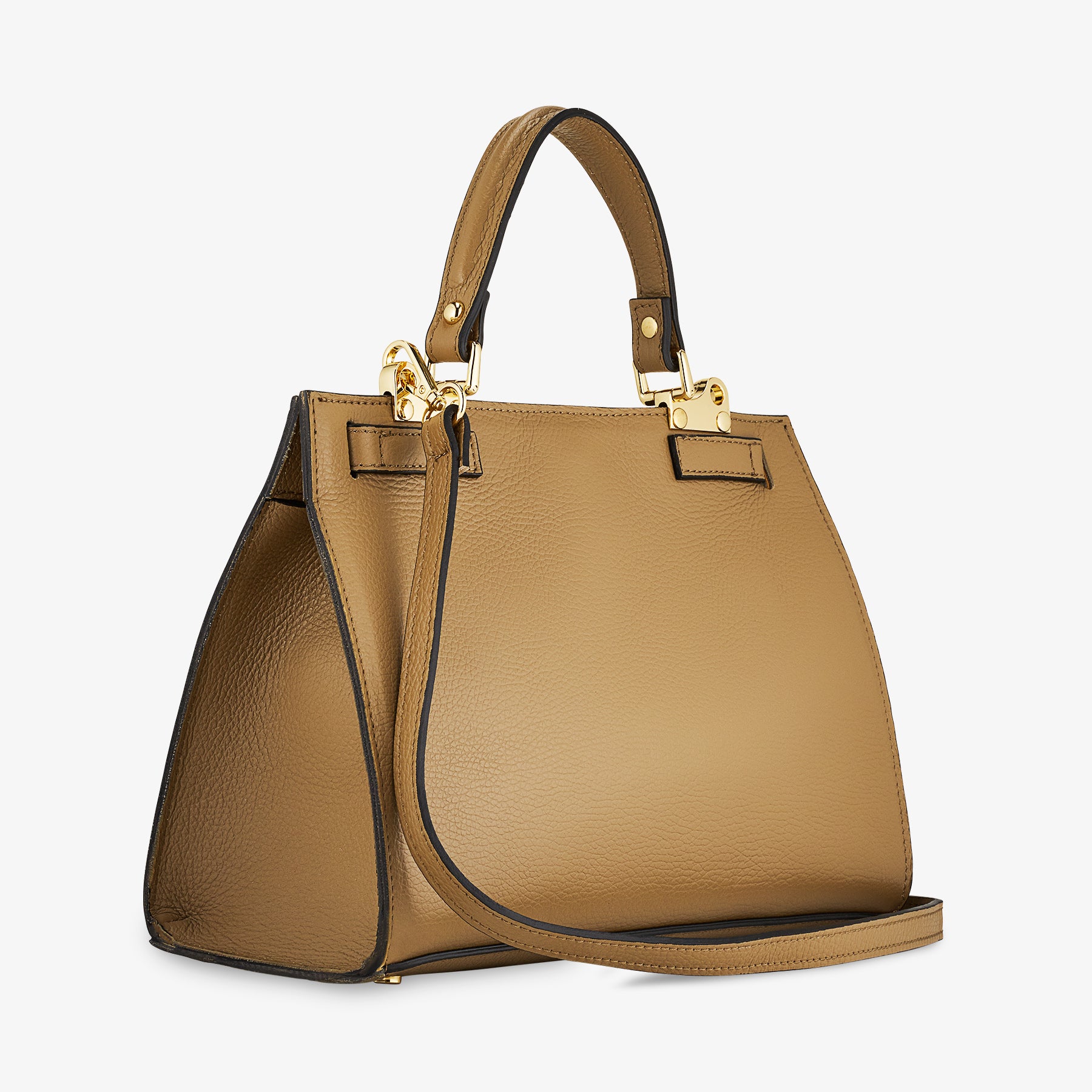 Borsa a Mano in Pelle Fango con Tracolla VIAVERDI Made in Italy