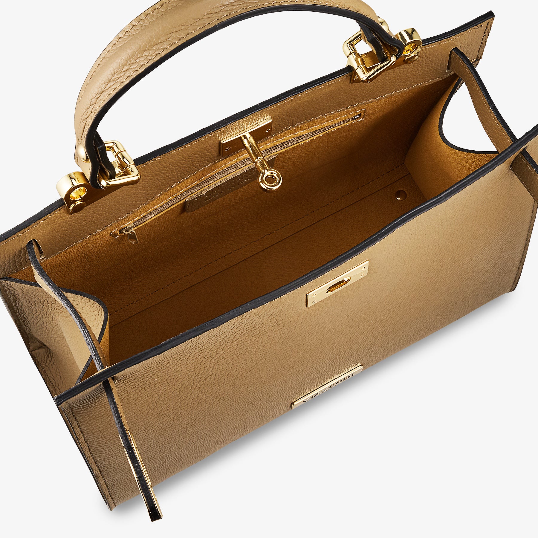 Borsa a Mano in Pelle Fango con Tracolla VIAVERDI Made in Italy