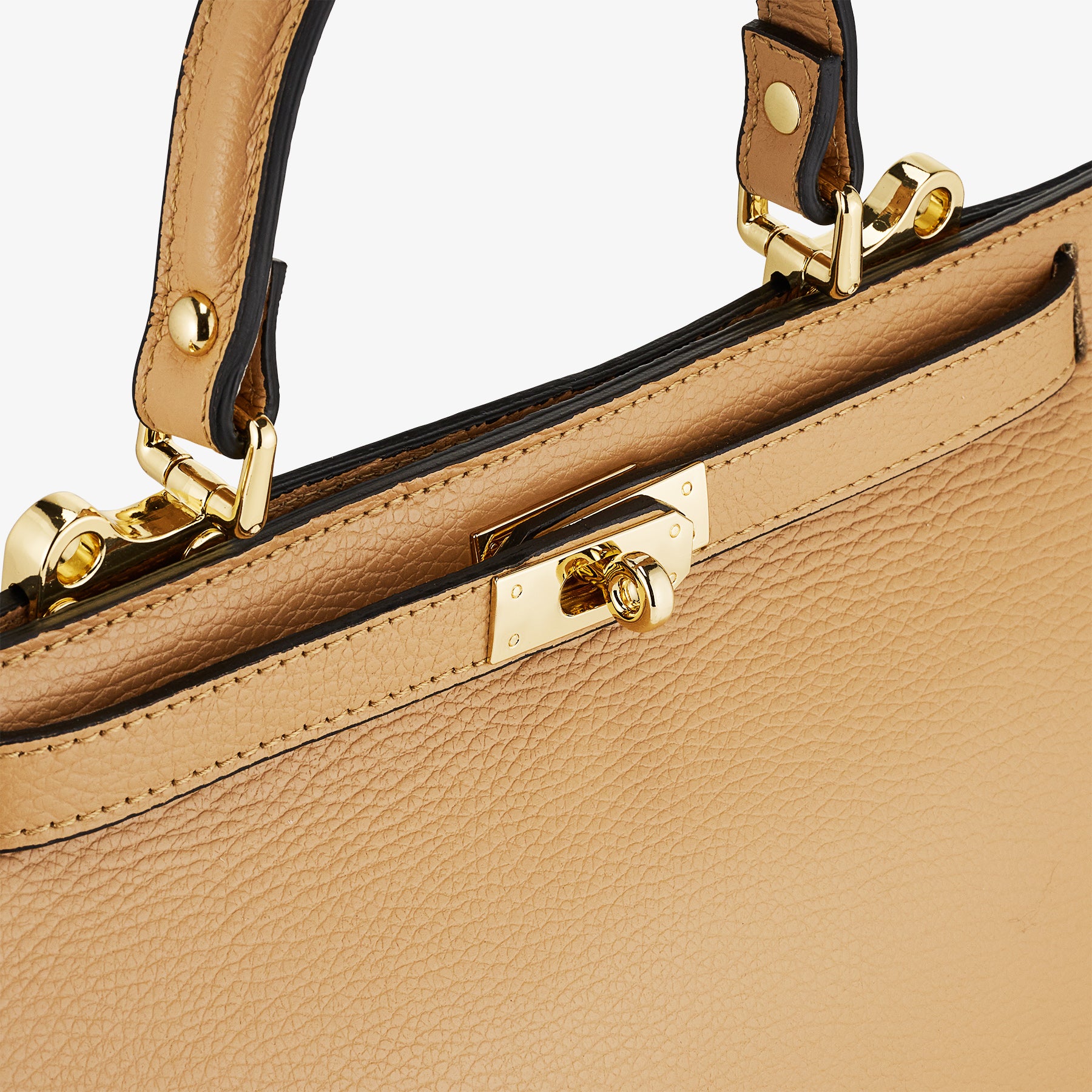 Borsa a Mano in Pelle Nocciola con Tracolla VIAVERDI Made in Italy