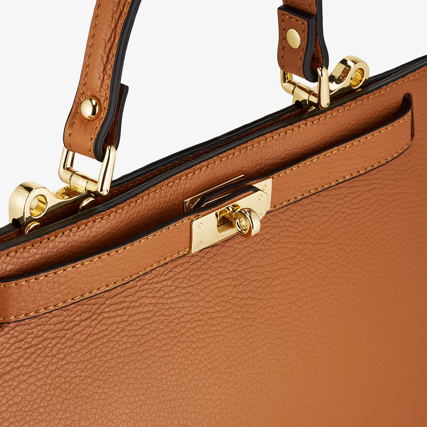 Borsa a Mano in Pelle Marrone con Tracolla VIAVERDI Made in Italy