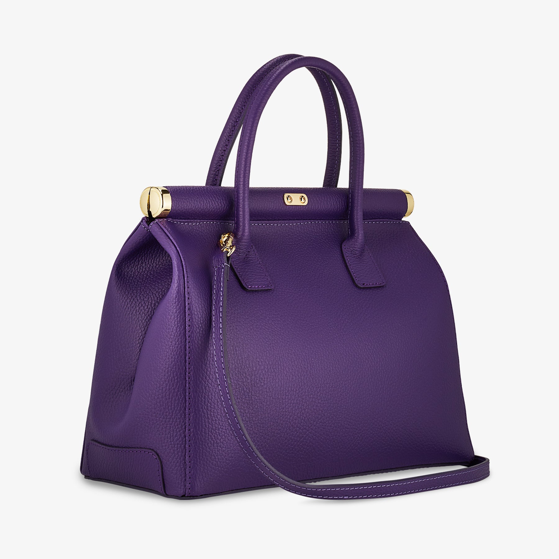 Borsa a Mano con Tracolla VIAVERDI in Pelle Viola Made in Italy