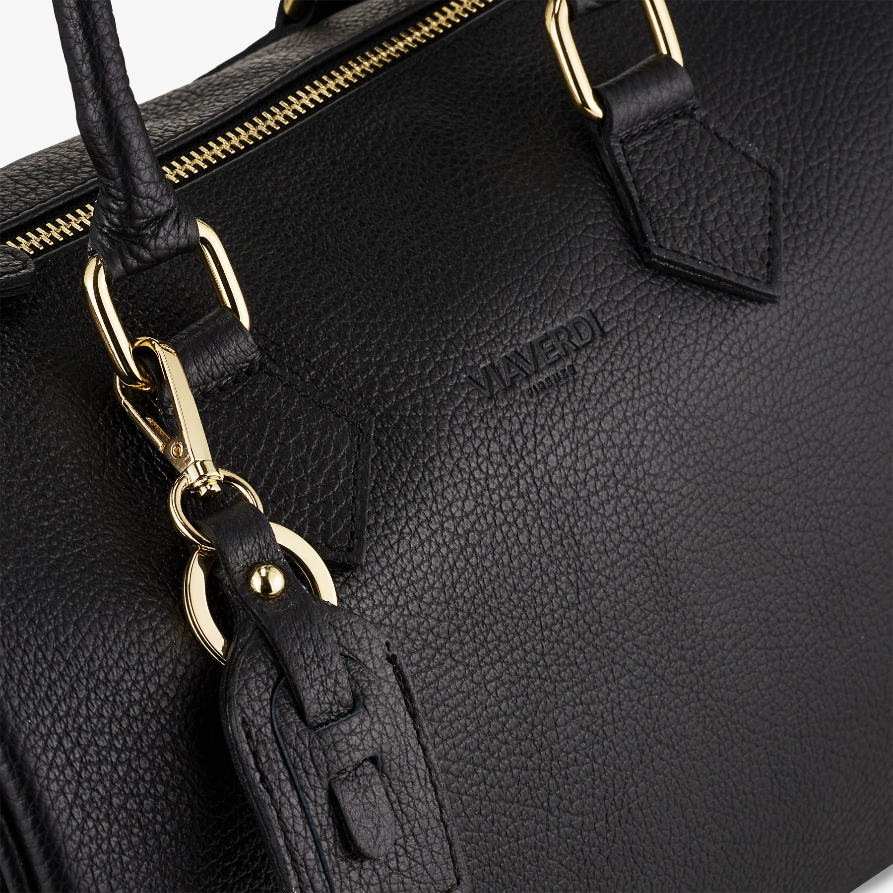 Bauletto in Pelle Nera VIAVERDI Made in Italy