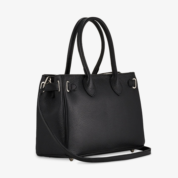 VIAVERDI Women's Handbag with Shoulder Strap in Black Leather Made in Italy