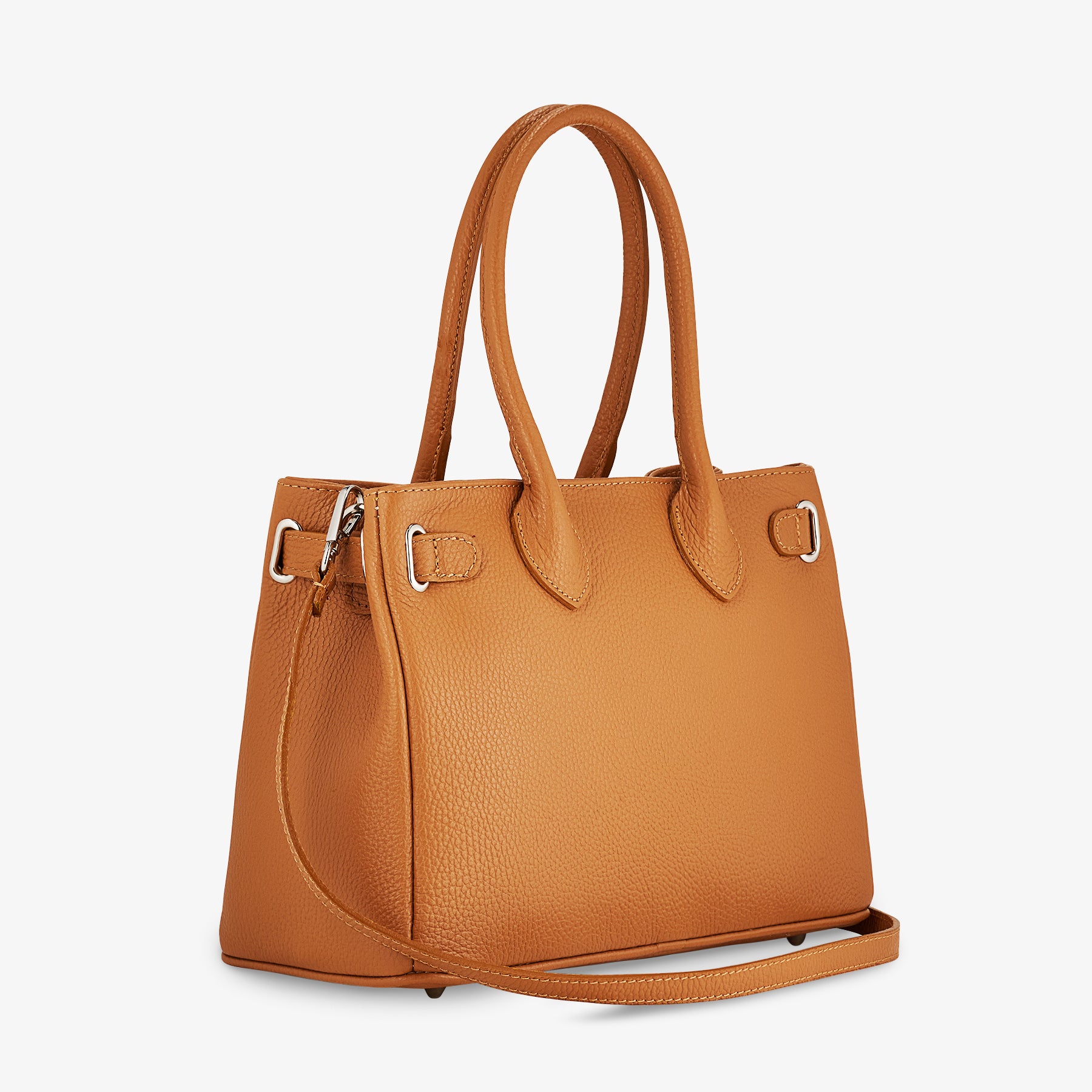 Borsa Donna a Mano con Tracolla VIAVERDI in Pelle Marrone Made in Italy