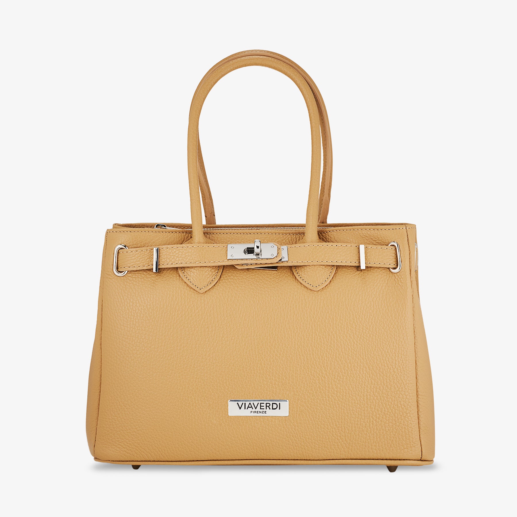 Borsa Donna a Mano con Tracolla VIAVERDI in Pelle Nocciola Made in Italy