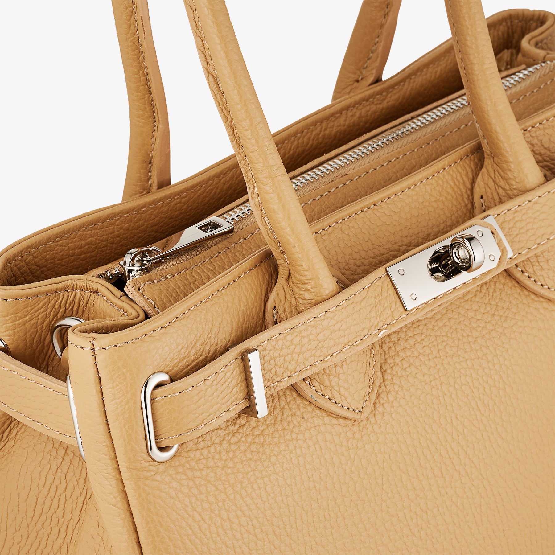 Borsa Donna a Mano con Tracolla VIAVERDI in Pelle Nocciola Made in Italy