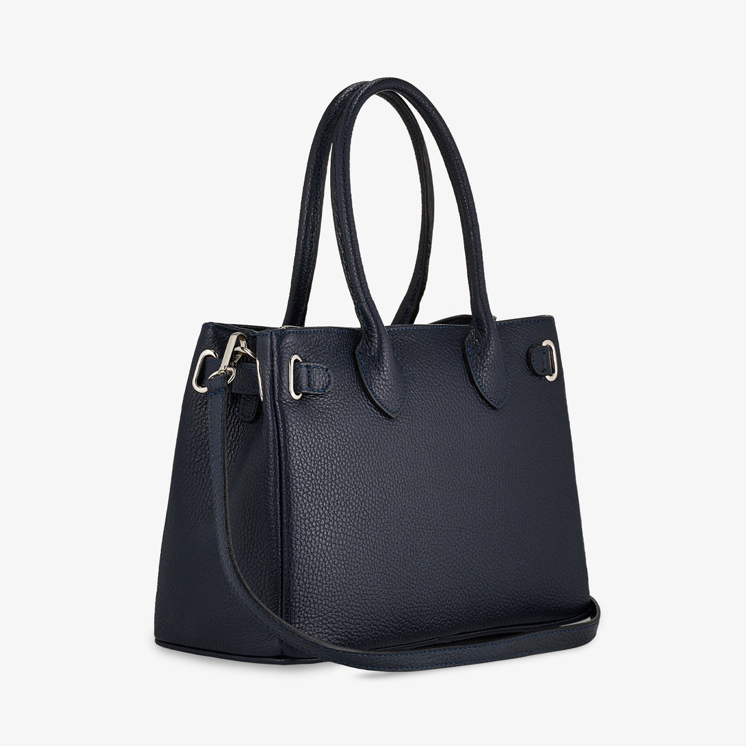 Women's Handbag with Shoulder Strap VIAVERDI in Blue Leather Made in Italy
