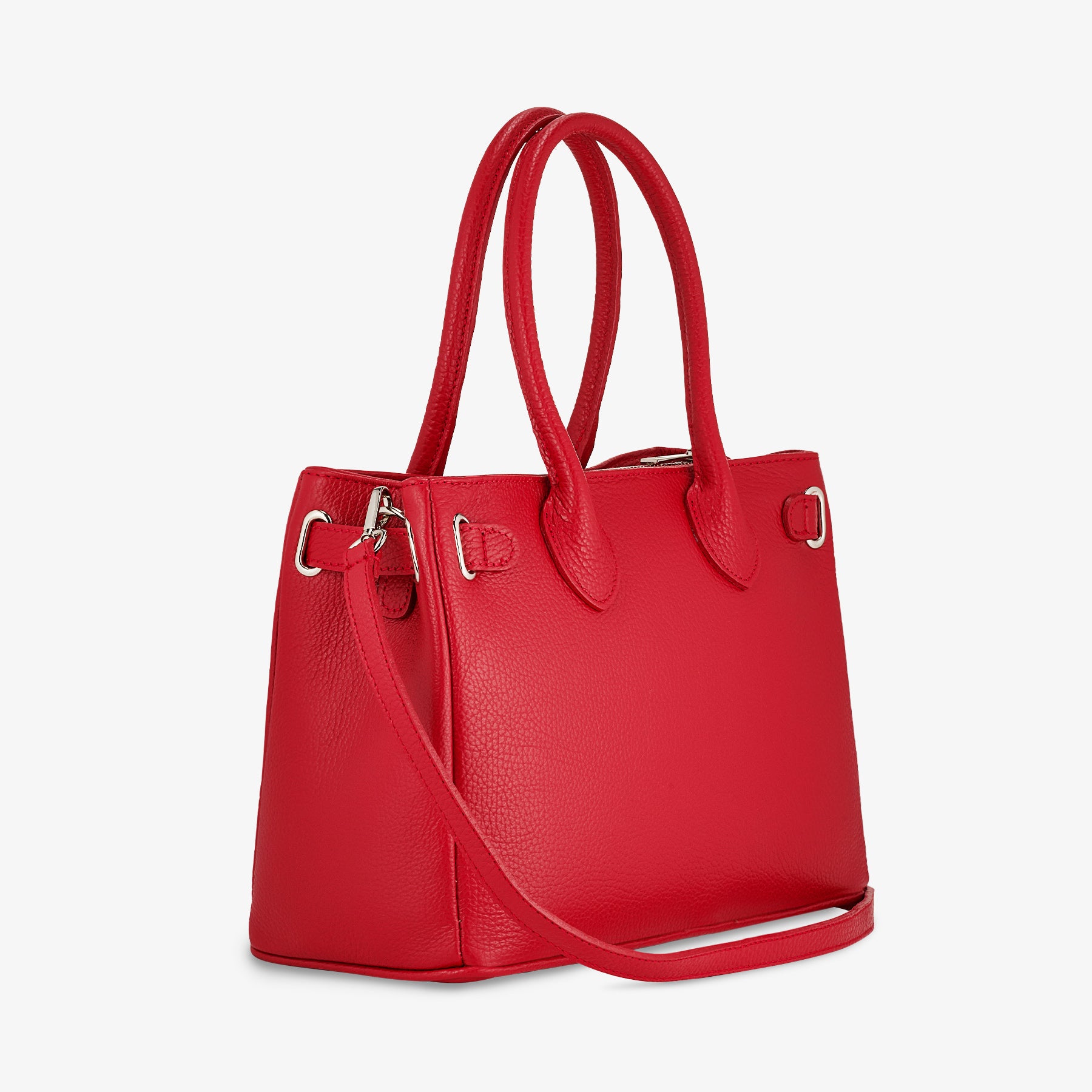 Borsa Donna a Mano con Tracolla VIAVERDI in Pelle Rossa Made in Italy