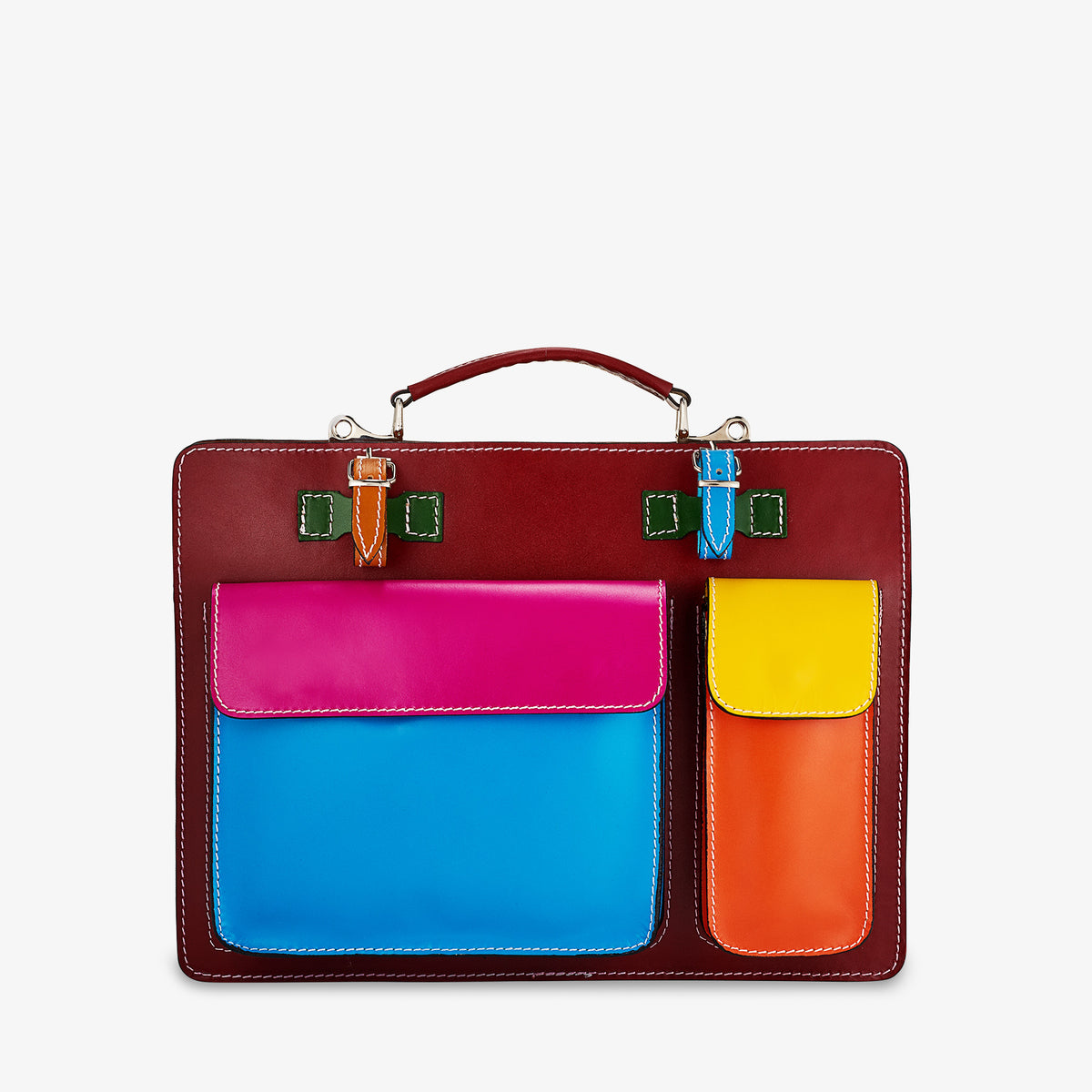 VIAVERDI Multicolor Leather Work Bag Made in Italy - Umbrella Holder and 15 6 Laptop