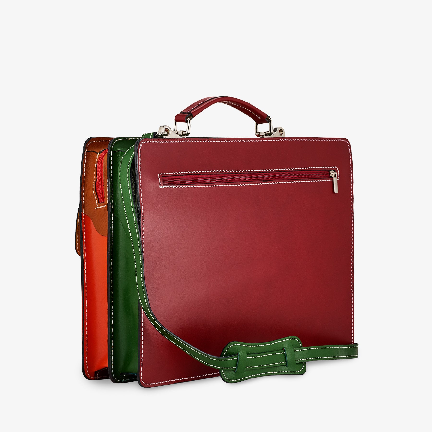 VIAVERDI Multicolor Leather Work Bag Made in Italy - Umbrella Holder and 15.6 Laptop