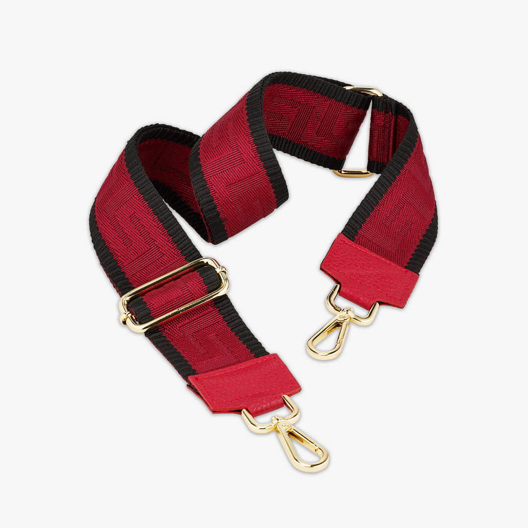 VIAVERDI Shoulder Bag in Red Fabric and Leather Made in Italy