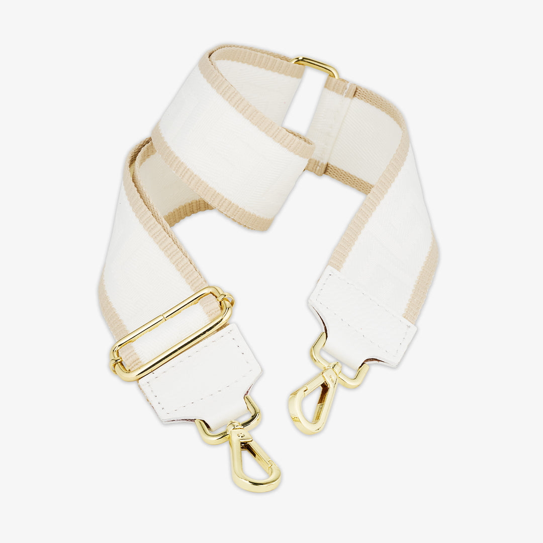 VIAVERDI Shoulder Bag in White Fabric and Leather Made in Italy