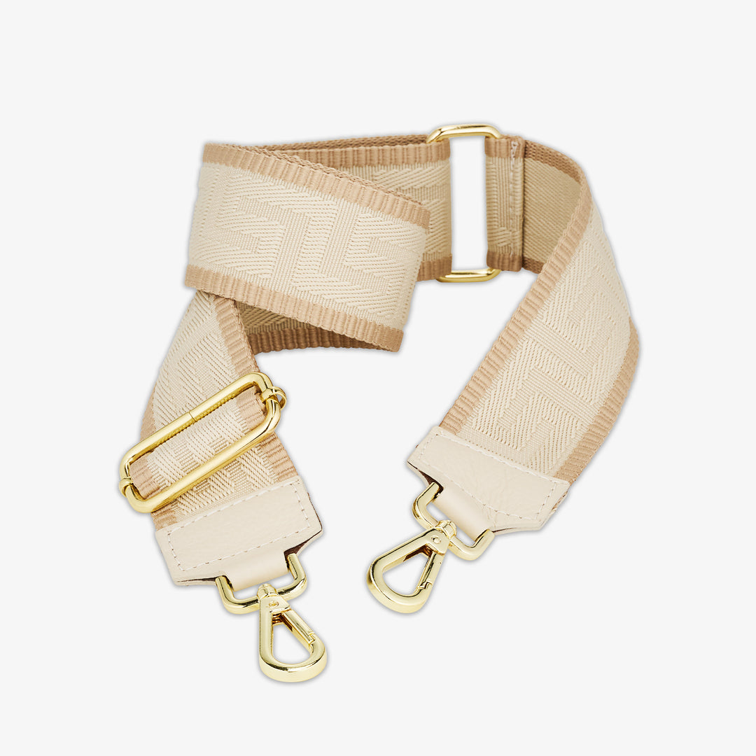 VIAVERDI Shoulder Bag in Fabric and Ivory Leather, Made in Italy