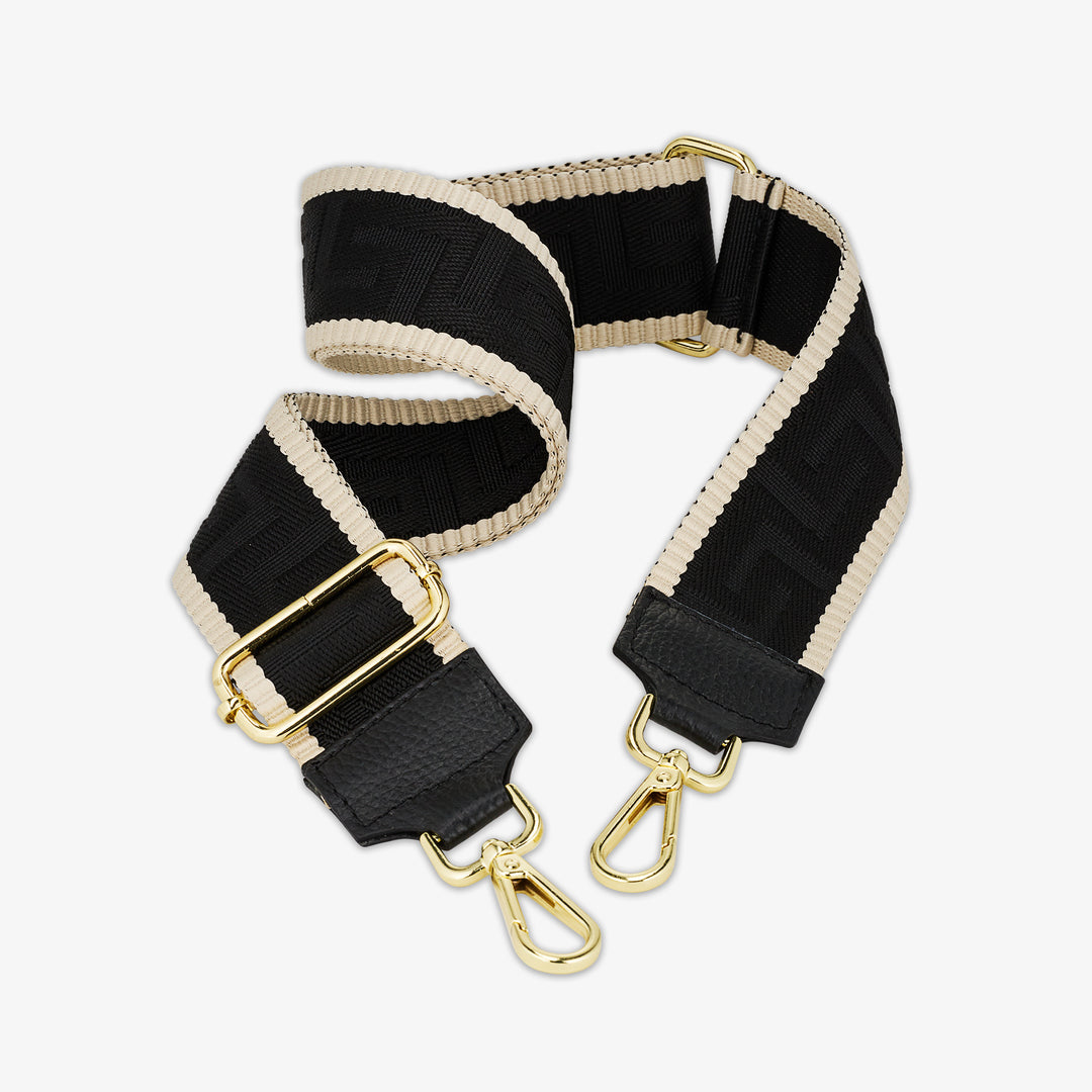 VIAVERDI Shoulder Bag in Black Fabric and Leather Made in Italy
