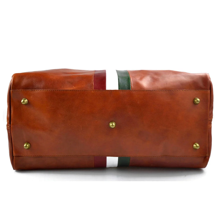 Reisetasche aus braunem Leder VIAVERDI, hergestellt in Italien, Linie Florence