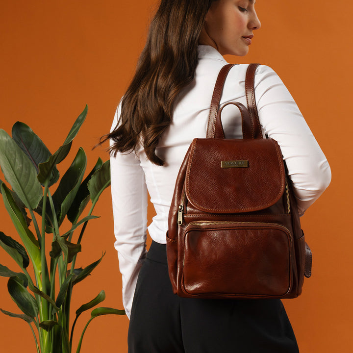 Mochila de Piel Negra VIAVERDI Made in Italy