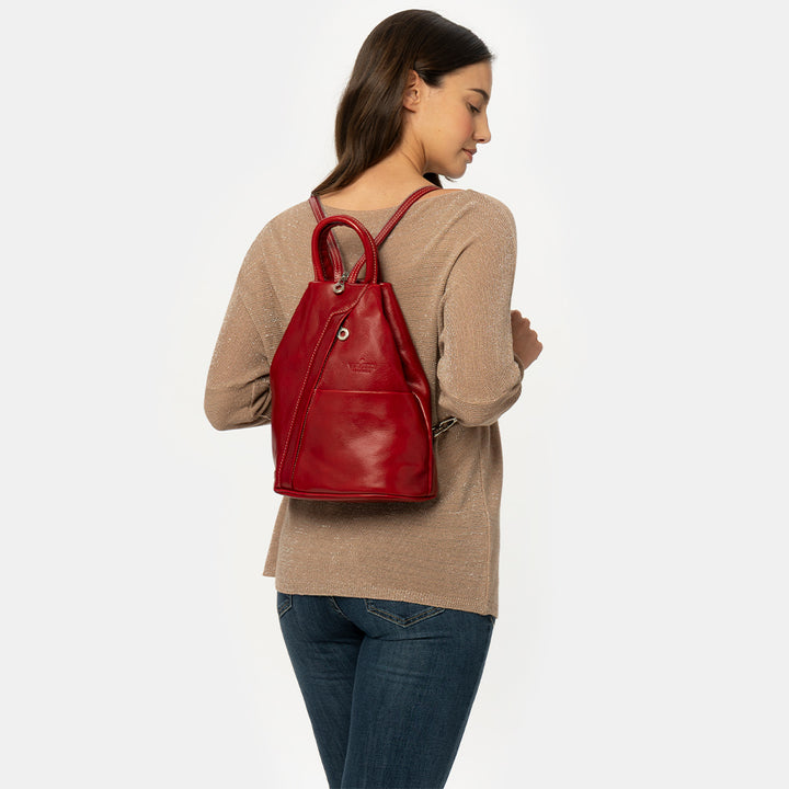 VIAVERDI Damen-Rucksack aus schwarzem Leder, Made in Italy, Linie Florence