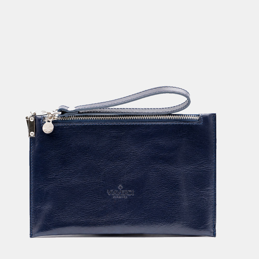 Pochette Uomo VIAVERDI Made in Italy in Pelle Blu Linea Firenze