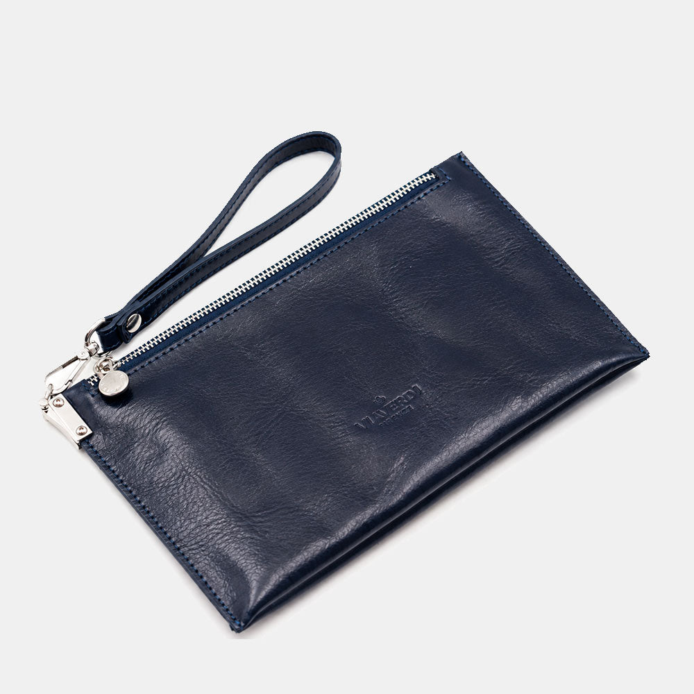 Pochette Uomo VIAVERDI Made in Italy in Pelle Blu Linea Firenze