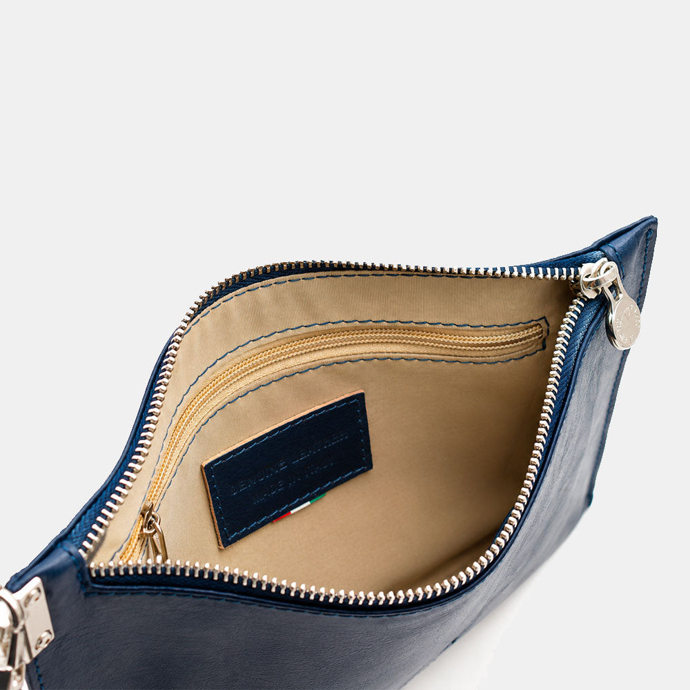 Pochette Uomo VIAVERDI Made in Italy in Pelle Blu Linea Firenze