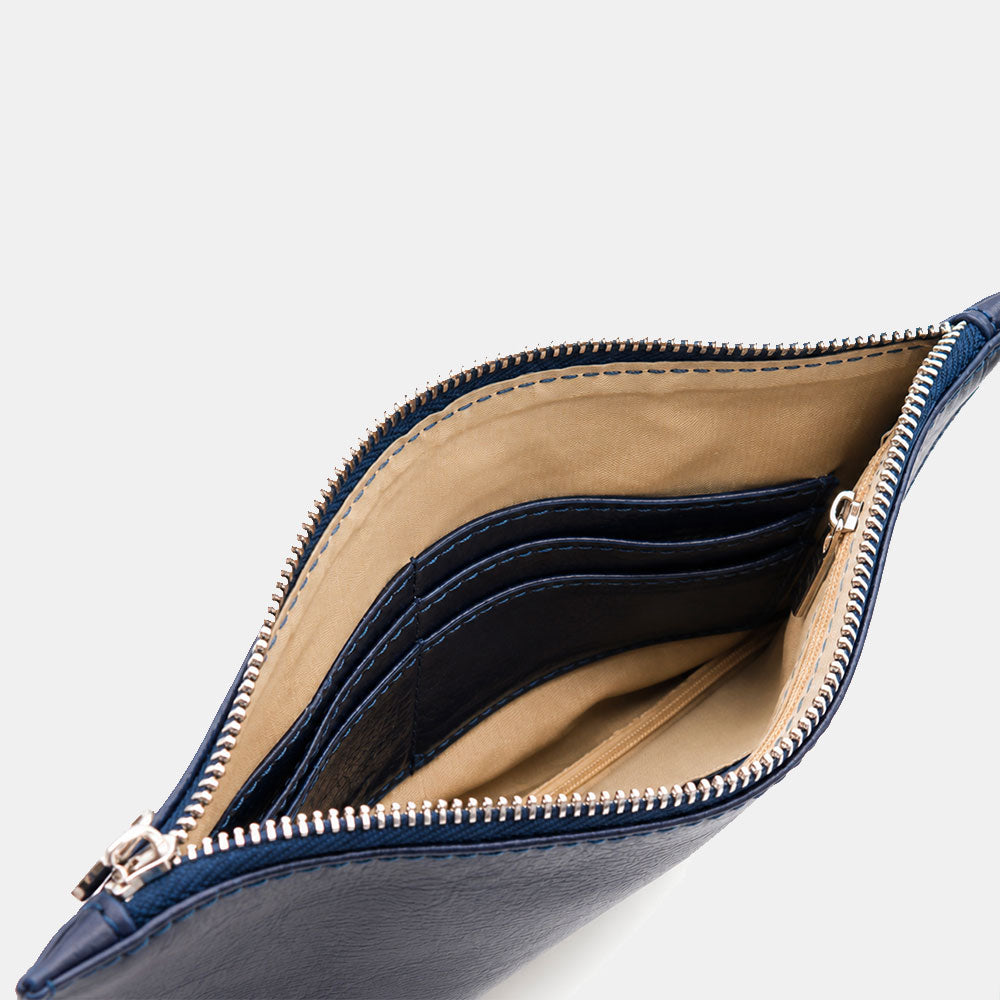 Pochette Uomo VIAVERDI Made in Italy in Pelle Blu Linea Firenze