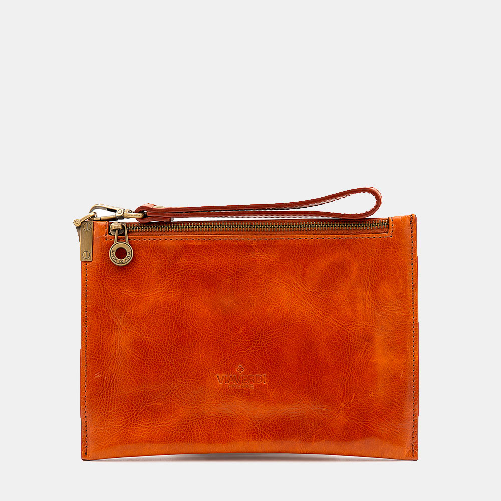 Pochette Uomo VIAVERDI Made in Italy in Pelle color Cuoio Linea Firenze
