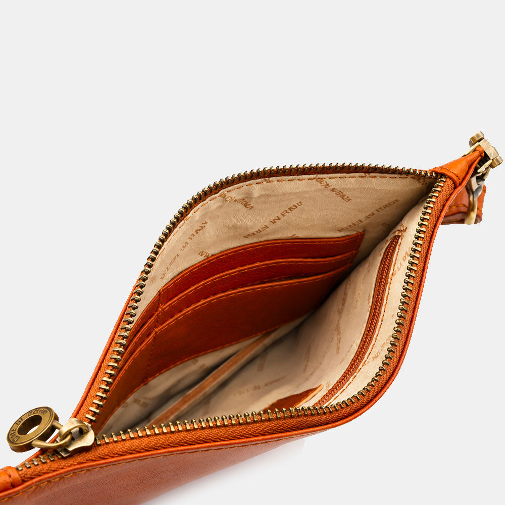 Pochette Uomo VIAVERDI Made in Italy in Pelle color Cuoio Linea Firenze