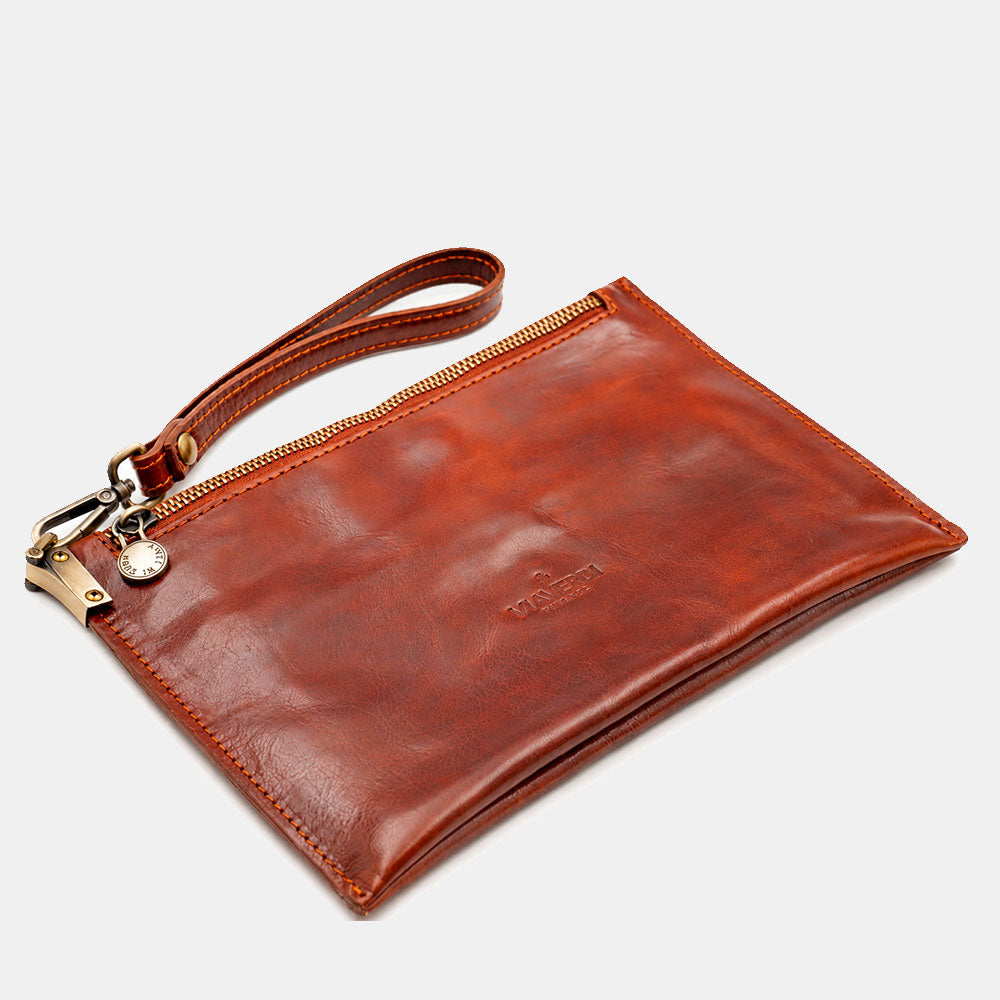 ViaVerdi Men's Clutch in Brown Leather Made in Italy – Line Firenze