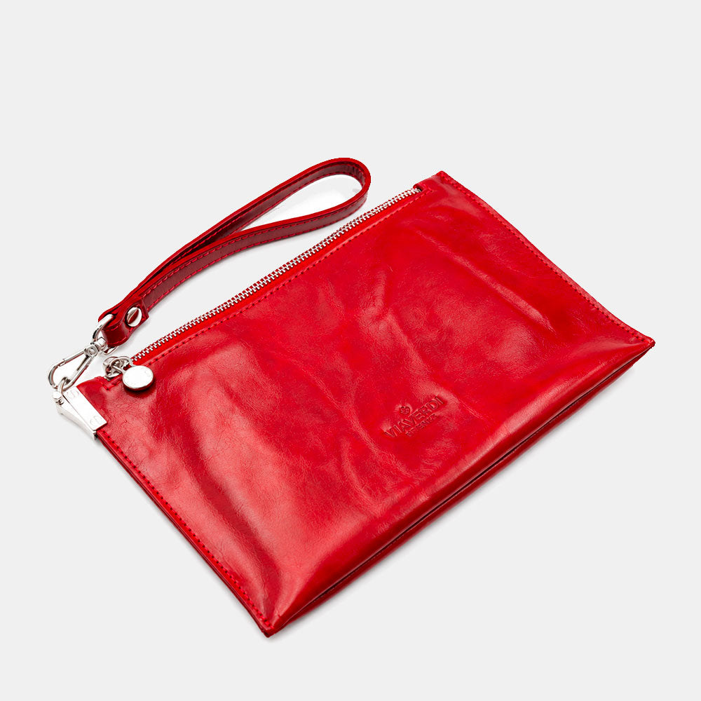 Pochette Uomo VIAVERDI Made in Italy in Pelle Rossa Linea Firenze