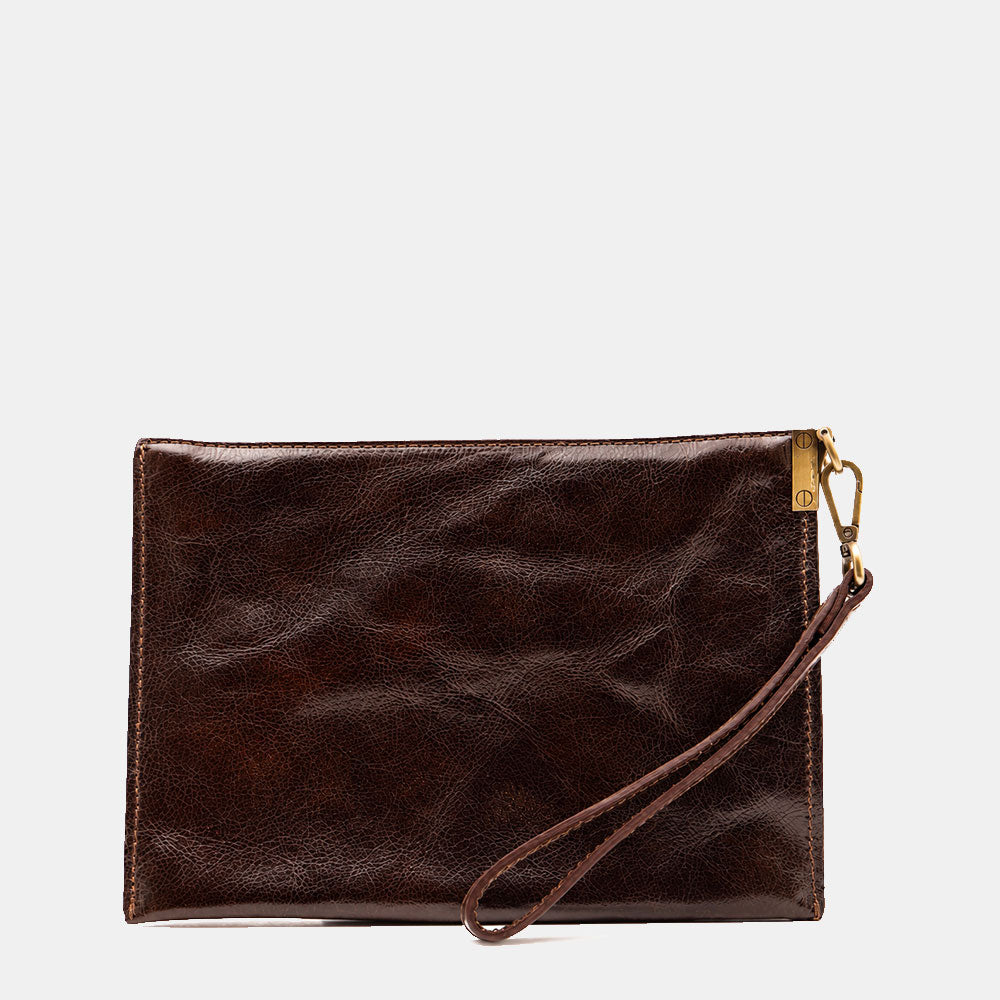 ViaVerdi Clutch for Men in Dark Brown Leather Made in Italy – Firenze Line