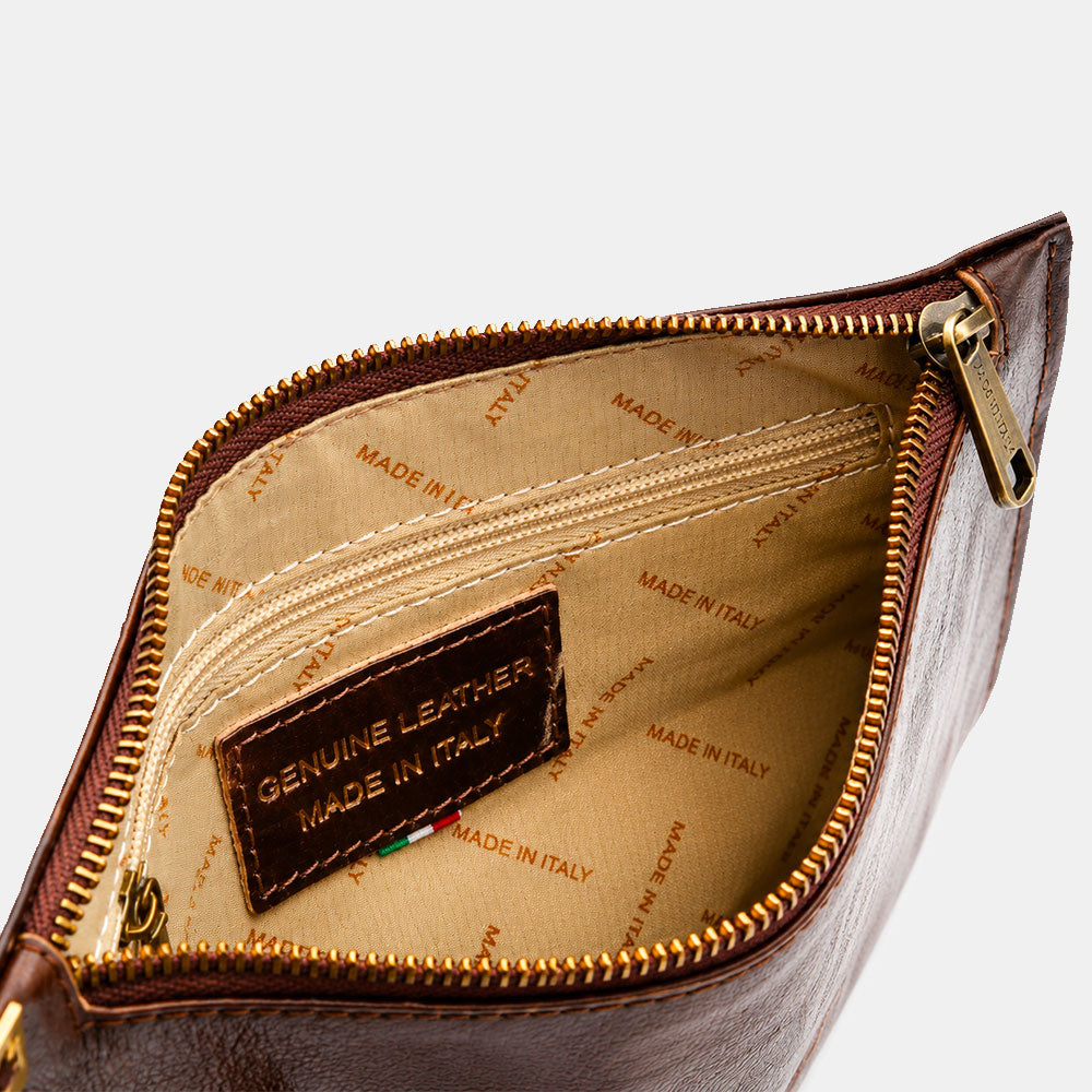 ViaVerdi Clutch for Men in Dark Brown Leather Made in Italy – Firenze Line