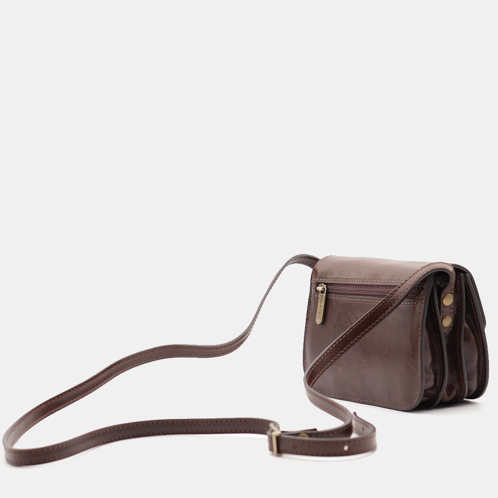 Kleine Umhängetasche VIAVERDI aus braunem Leder Made in Italy Linie Firenze