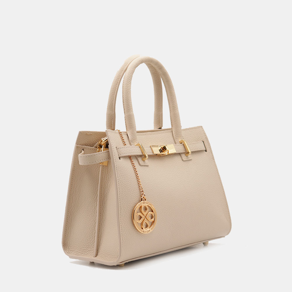 VIAVERDI Women's Handbag in Beige Leather Made in Italy, Artimino Line