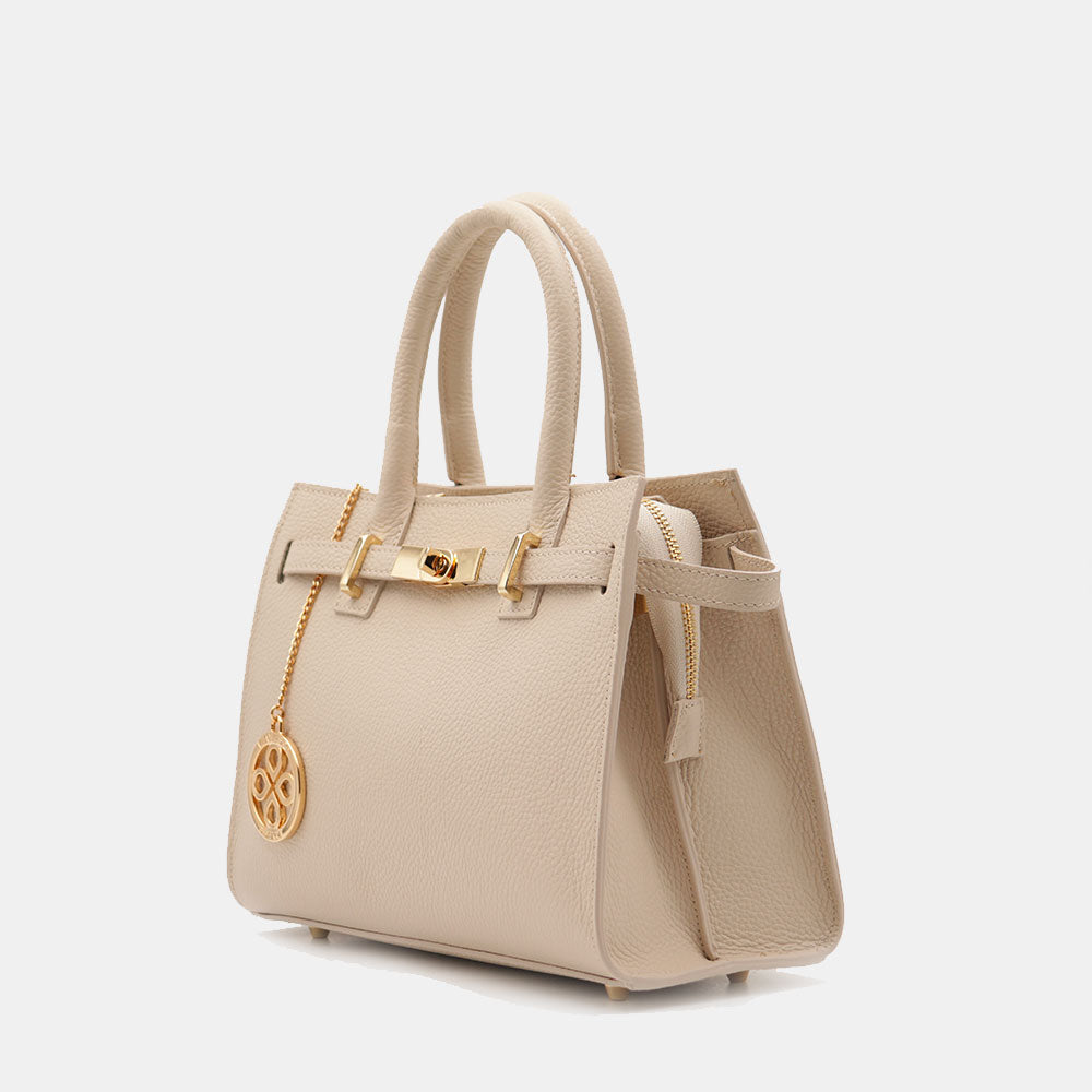 VIAVERDI Women's Handbag in Beige Leather Made in Italy, Artimino Line