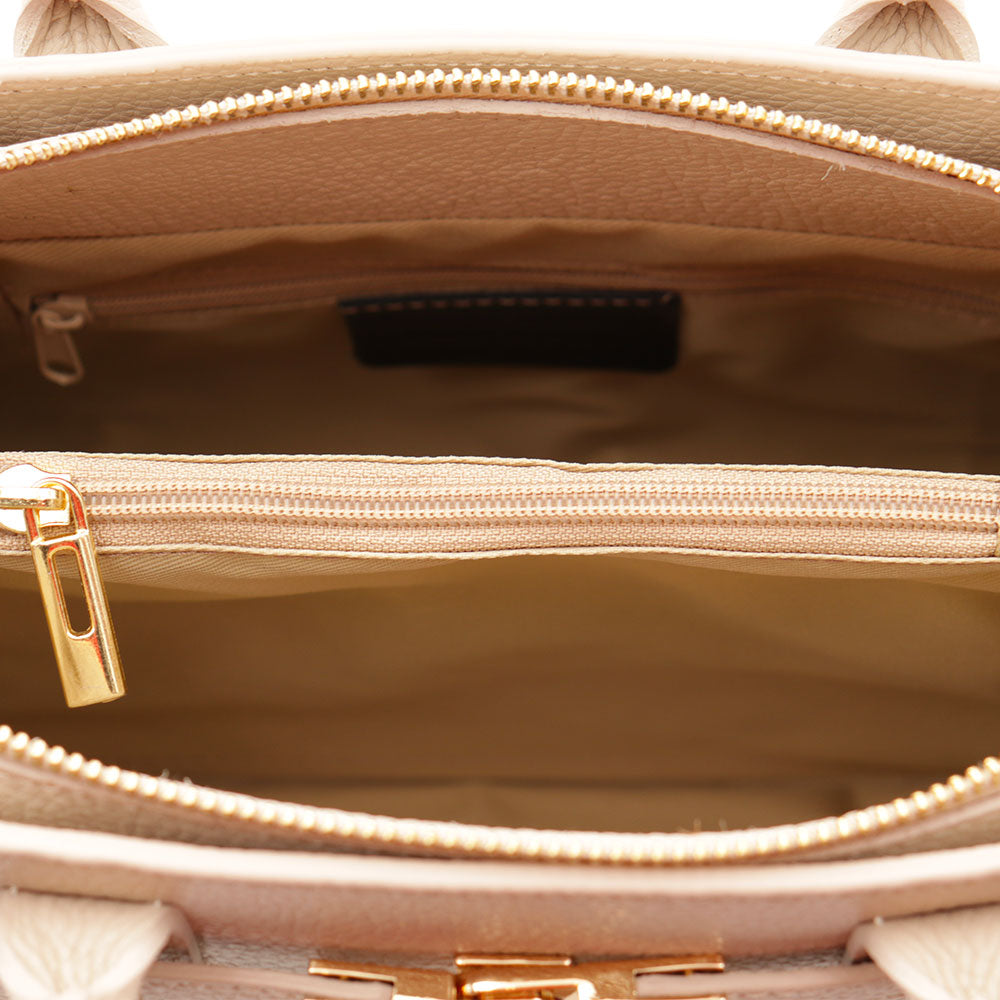 VIAVERDI Women's Handbag in Beige Leather Made in Italy, Artimino Line