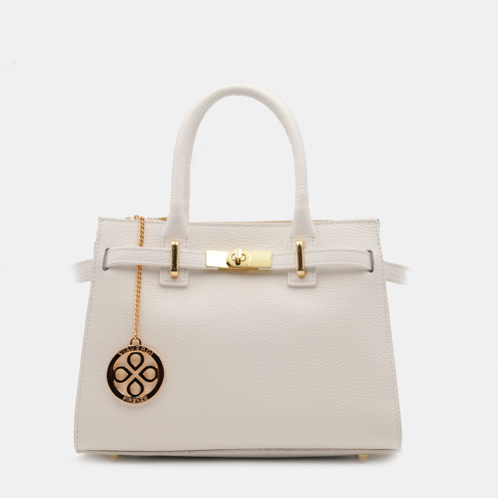 Borsa Donna a Mano VIAVERDI in Pelle Bianca Made in Italy linea Artimino