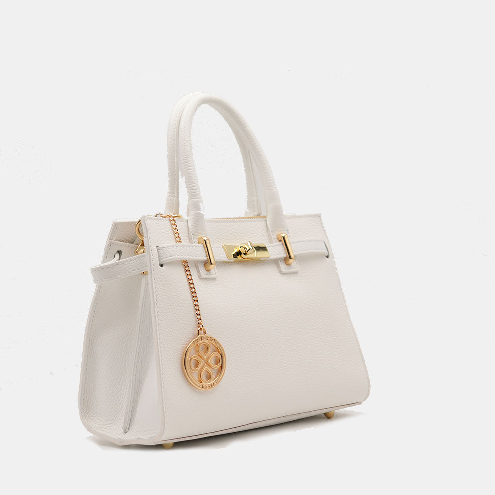 VIAVERDI Women's Handbag in White Leather Made in Italy, Artimino Line