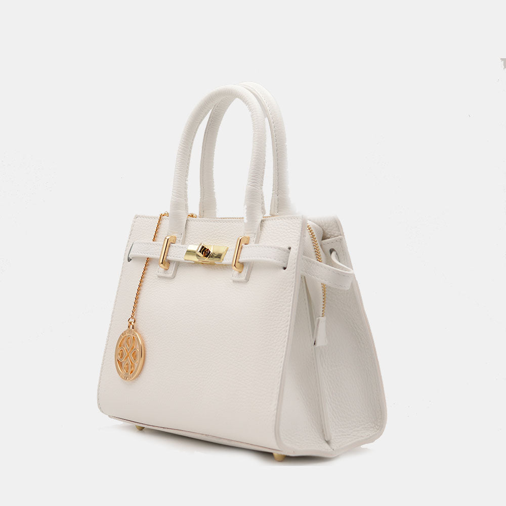 VIAVERDI Women's Handbag in White Leather Made in Italy, Artimino Line